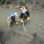Ty and Mariah electroshocking for fish in the Mud River