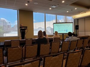 ITEHP student, Dillon King, presenting her research "Sex-specific DNA methylation and associations with in utero tobacco smoke exposure at nuclear-encoded mitochondrial genes" at the ICEM 2022 conference in Ottawa, Canada