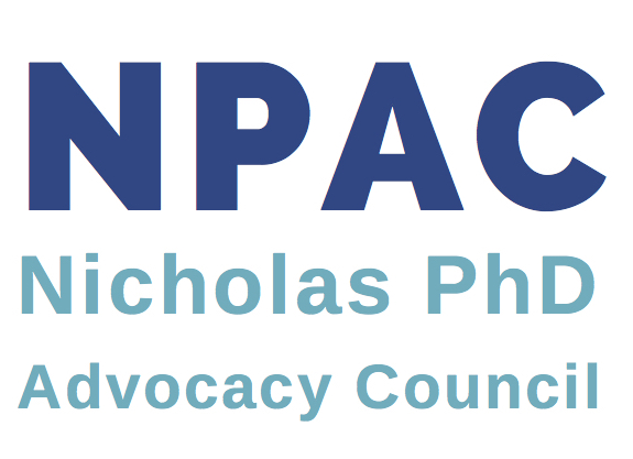 NPAC logo with NPAC acronym in dark blue letters and the acronym spelled out in light blue letters.